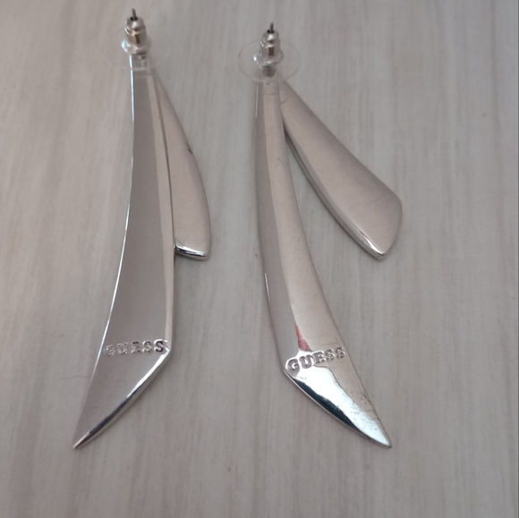 Guess Silver Tone holographic Earrings with RhinestoneStones  Women's Jewelry - Picture 2 of 14